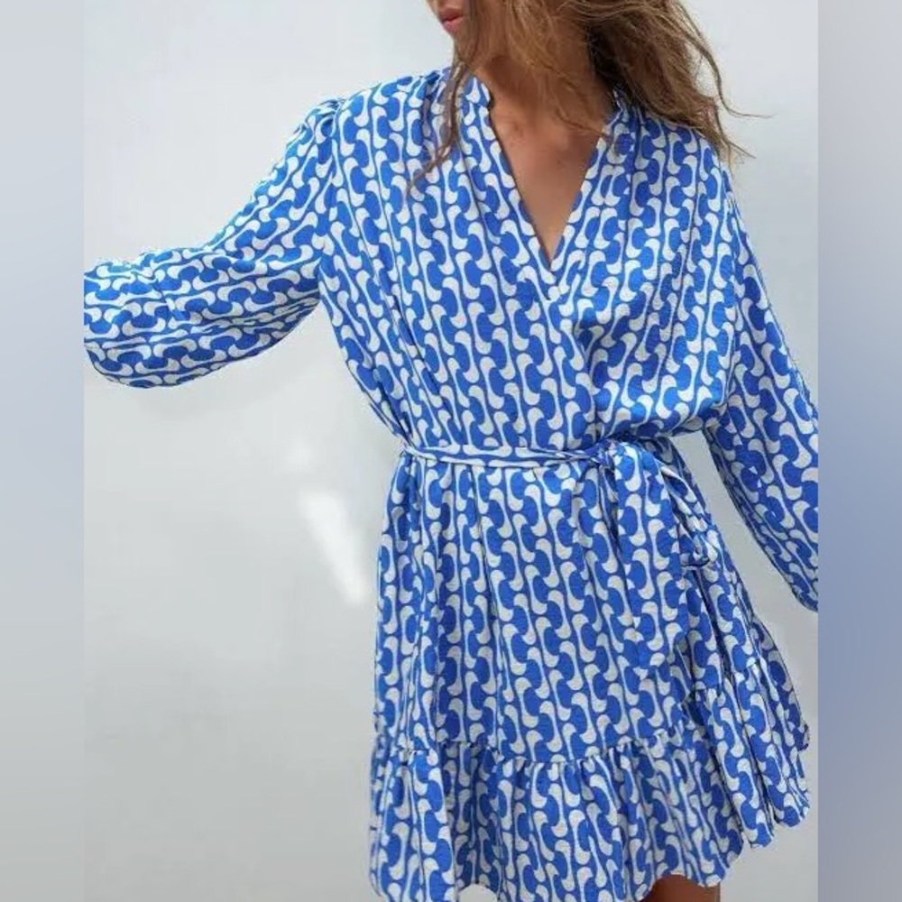Zara Paula Mini Dress Balloon Sleeve - Picture 2 of 5